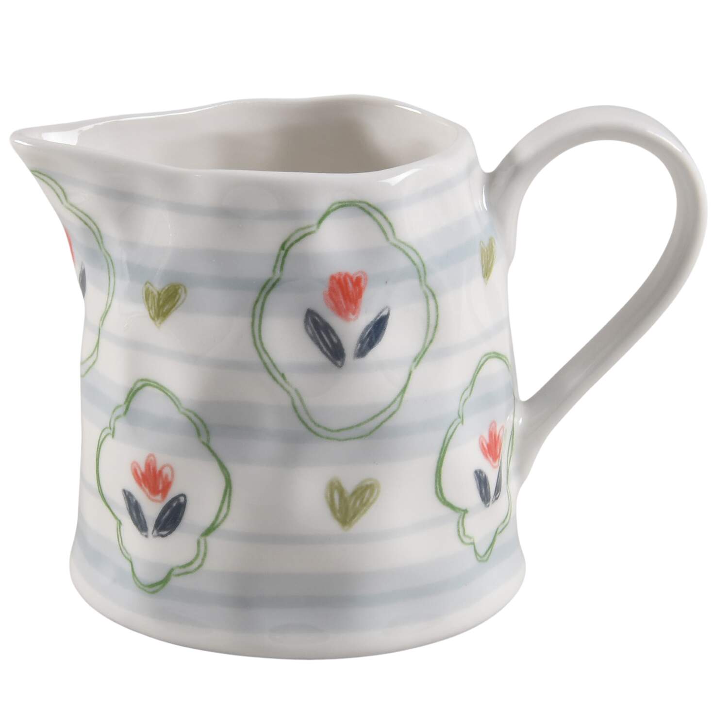 Blue Stripe Stamp Flower Creamer by Grace's Teaware-1