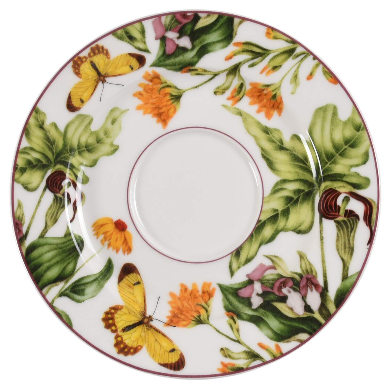 Butterfly Green Leaves Saucer by Grace's Teaware-1