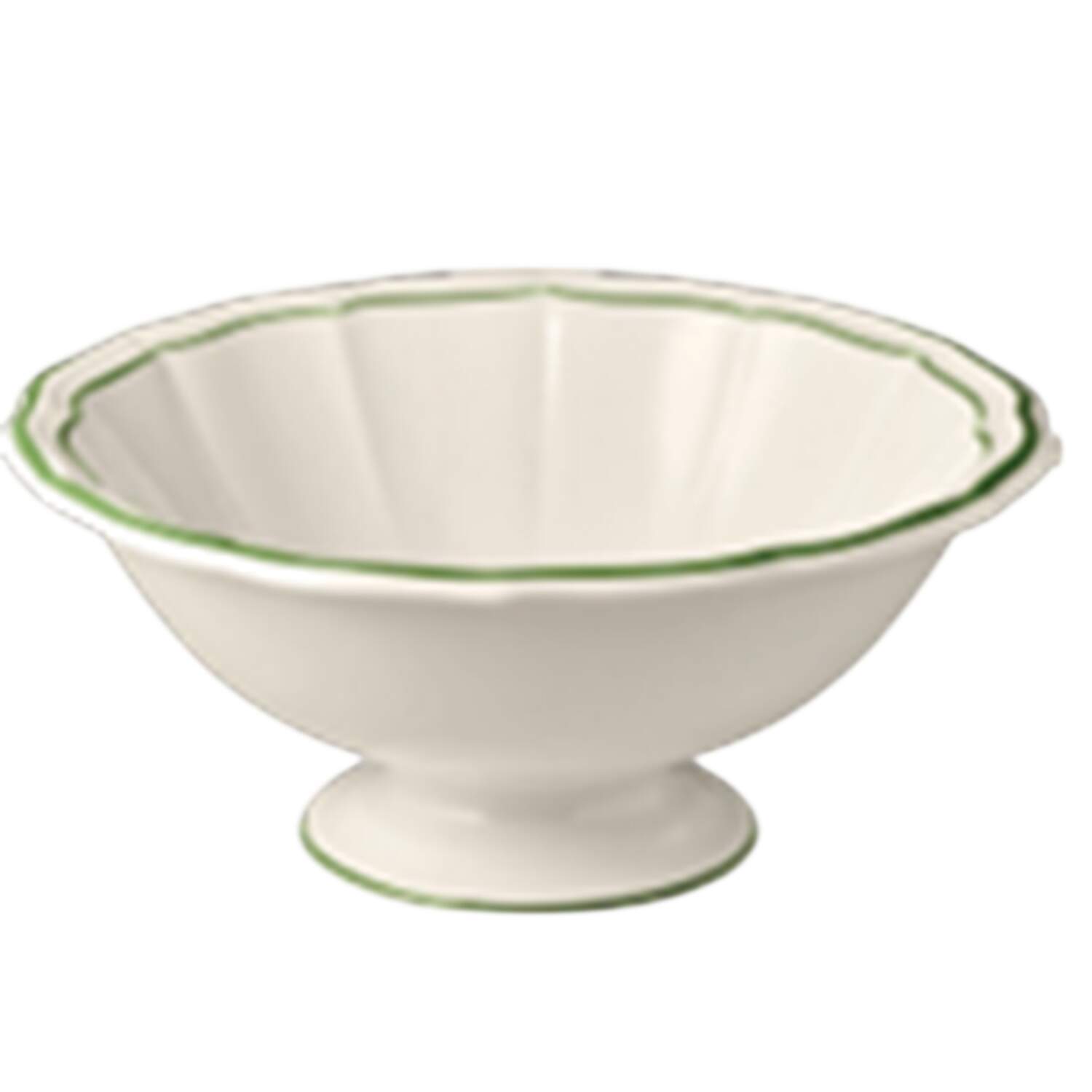 Filet Fougere (Fern Green) 11" Round Vegetable Bowl by Faiencerie De Gien-1