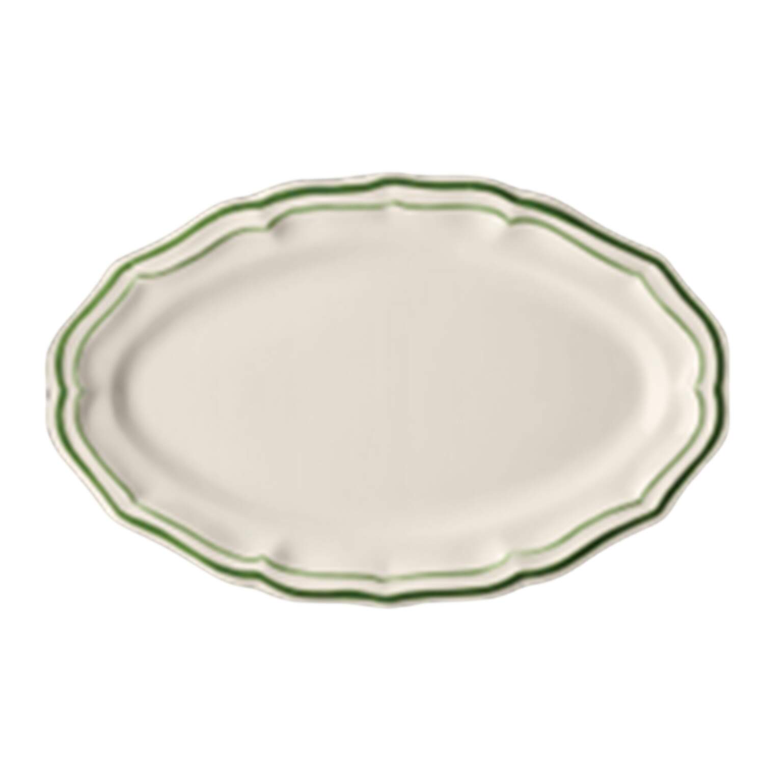 Filet Fougere (Fern Green) 16" Oval Serving Platter by Faiencerie De Gien-1
