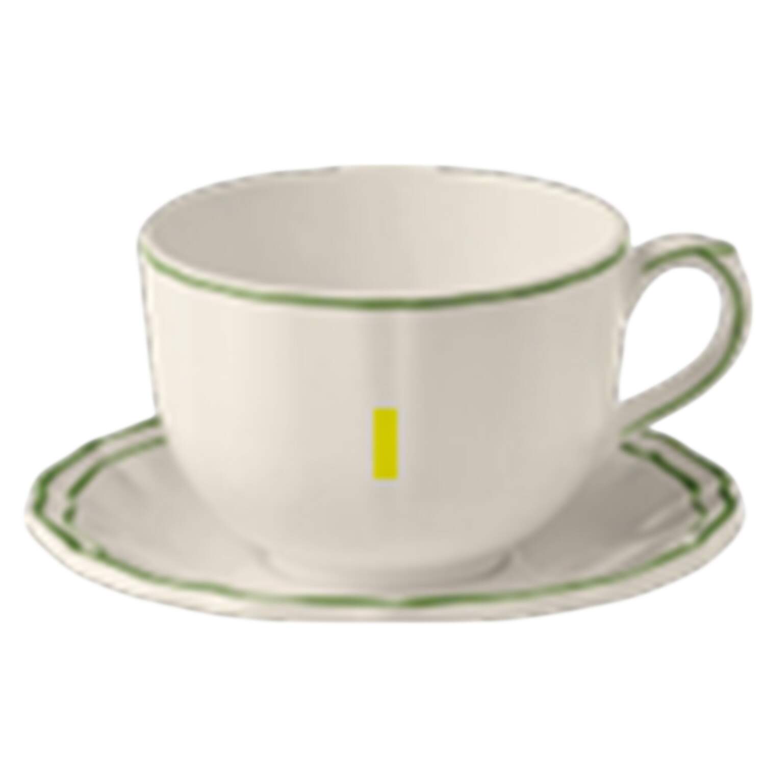 Filet Fougere (Fern Green) Jumbo Cup & Saucer Set by Faiencerie De Gien-1