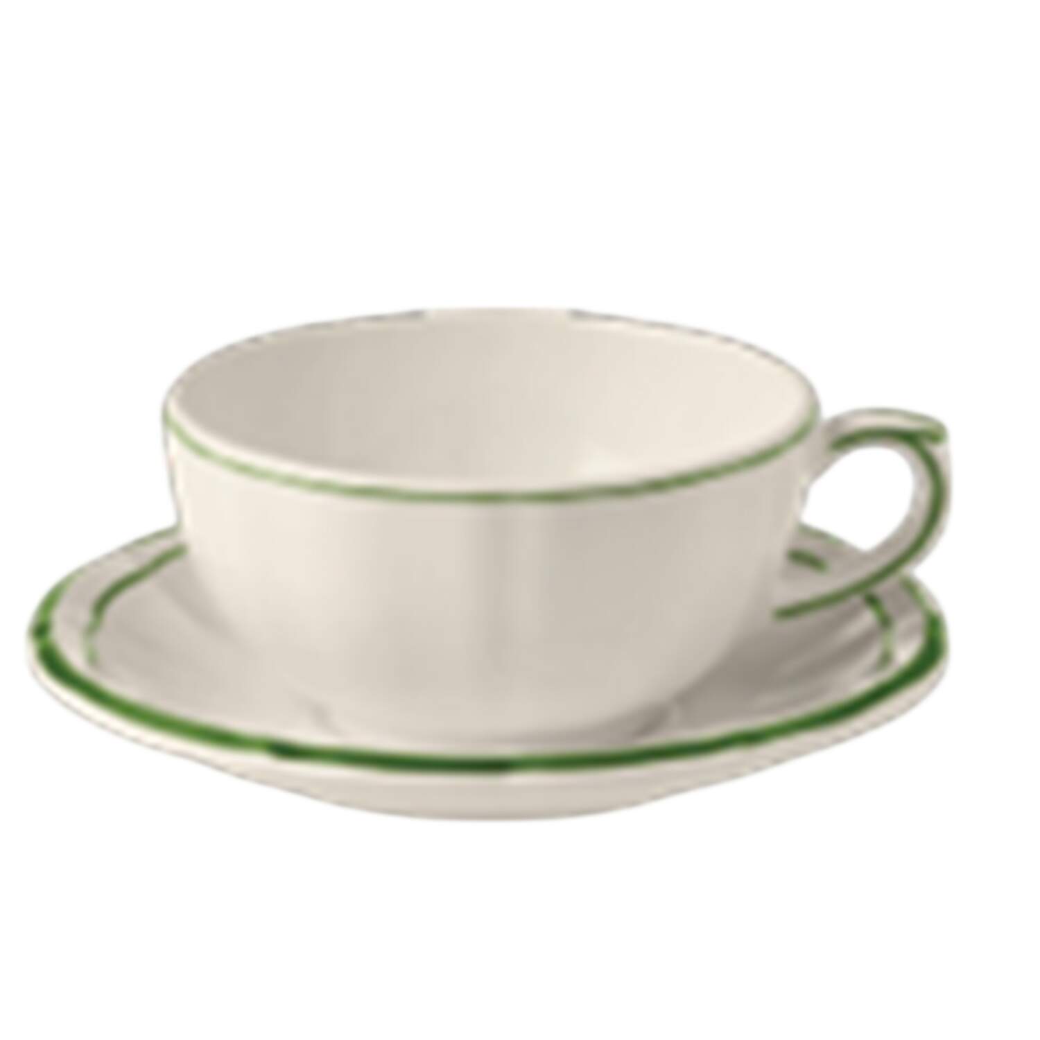 Filet Fougere (Fern Green) Breakfast Cup & Saucer Set by Faiencerie De Gien-1