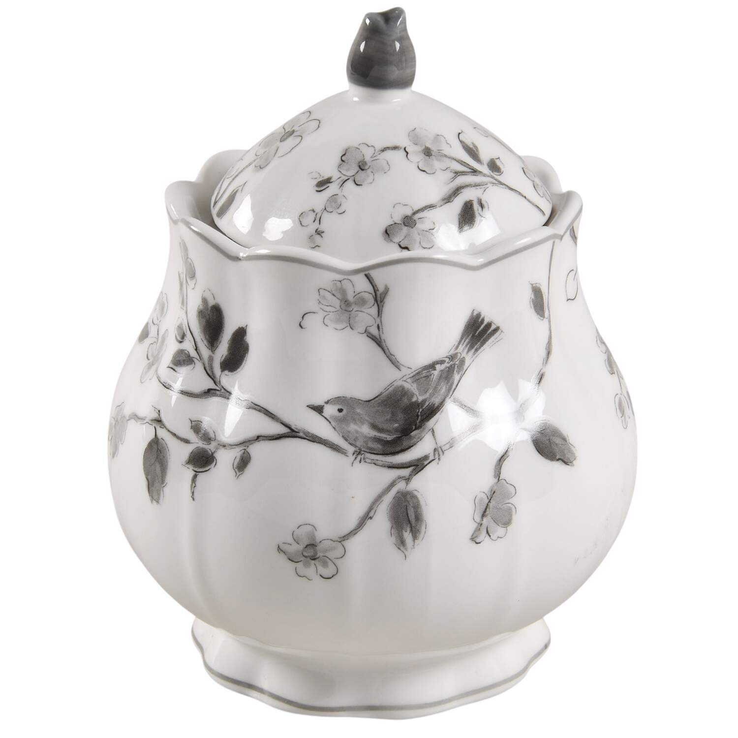 Botanical Birds Sugar Bowl & Lid by Grace's Teaware-1