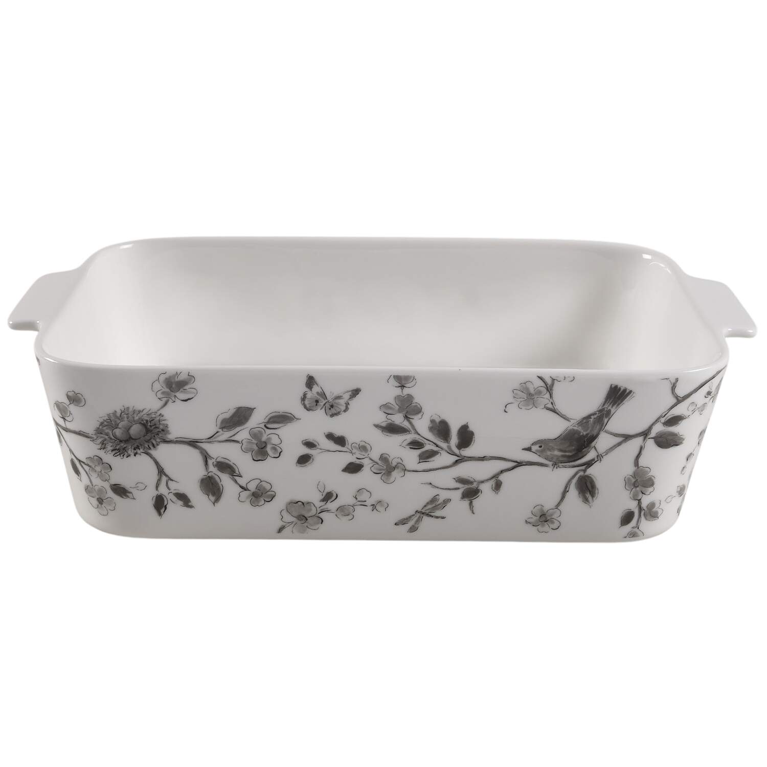 Botanical Birds Rectangular Baker No Lid by Grace's Teaware-1