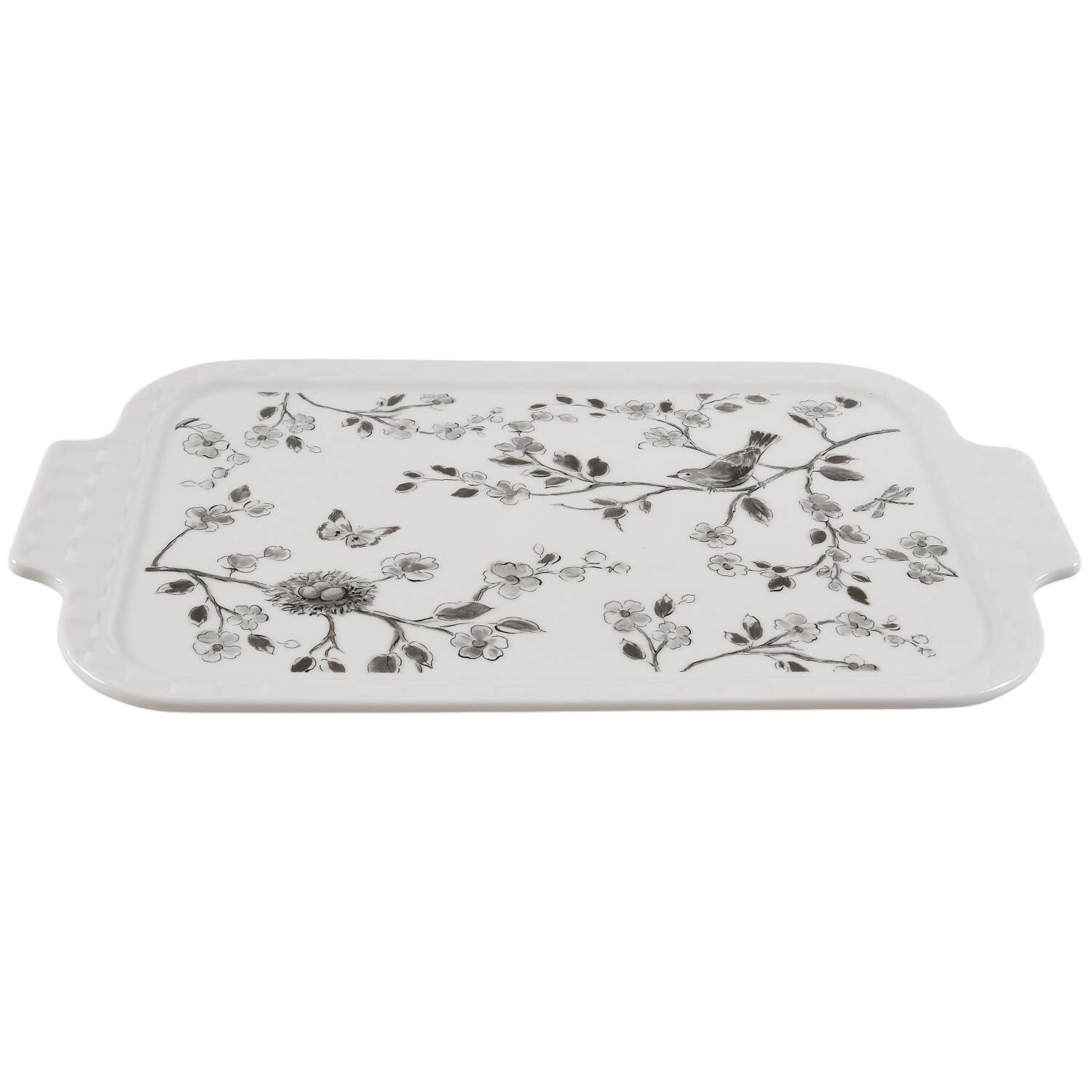 Botanical Birds Lid for Rectangular Baker by Grace's Teaware-1