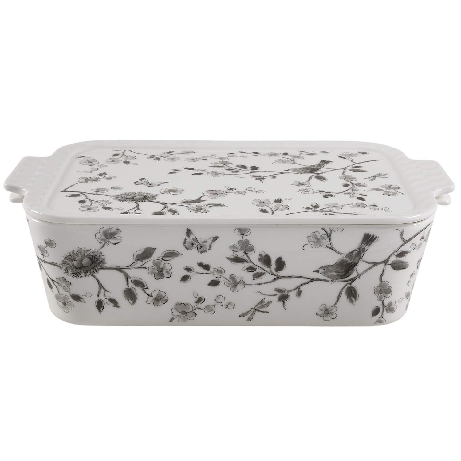 Botanical Birds Rectangular Baker & Lid by Grace's Teaware-1