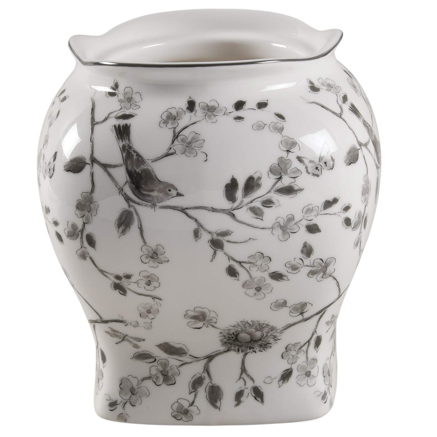 Botanical Birds Large Canister No Lid by Grace's Teaware-1
