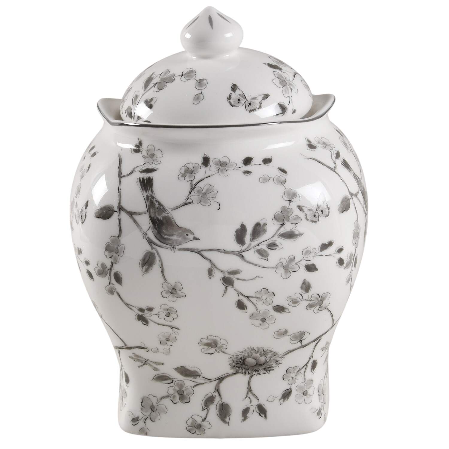 Botanical Birds Large Canister & Lid by Grace's Teaware-1