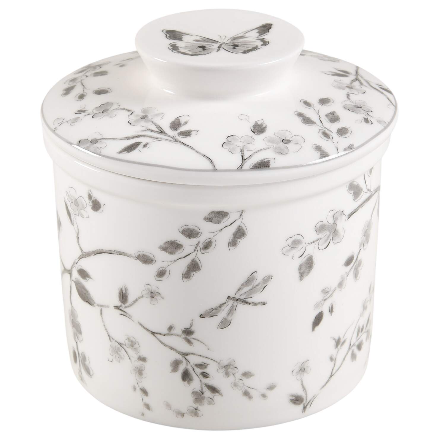 Botanical Birds Butter Crock & Lid by Grace's Teaware-1