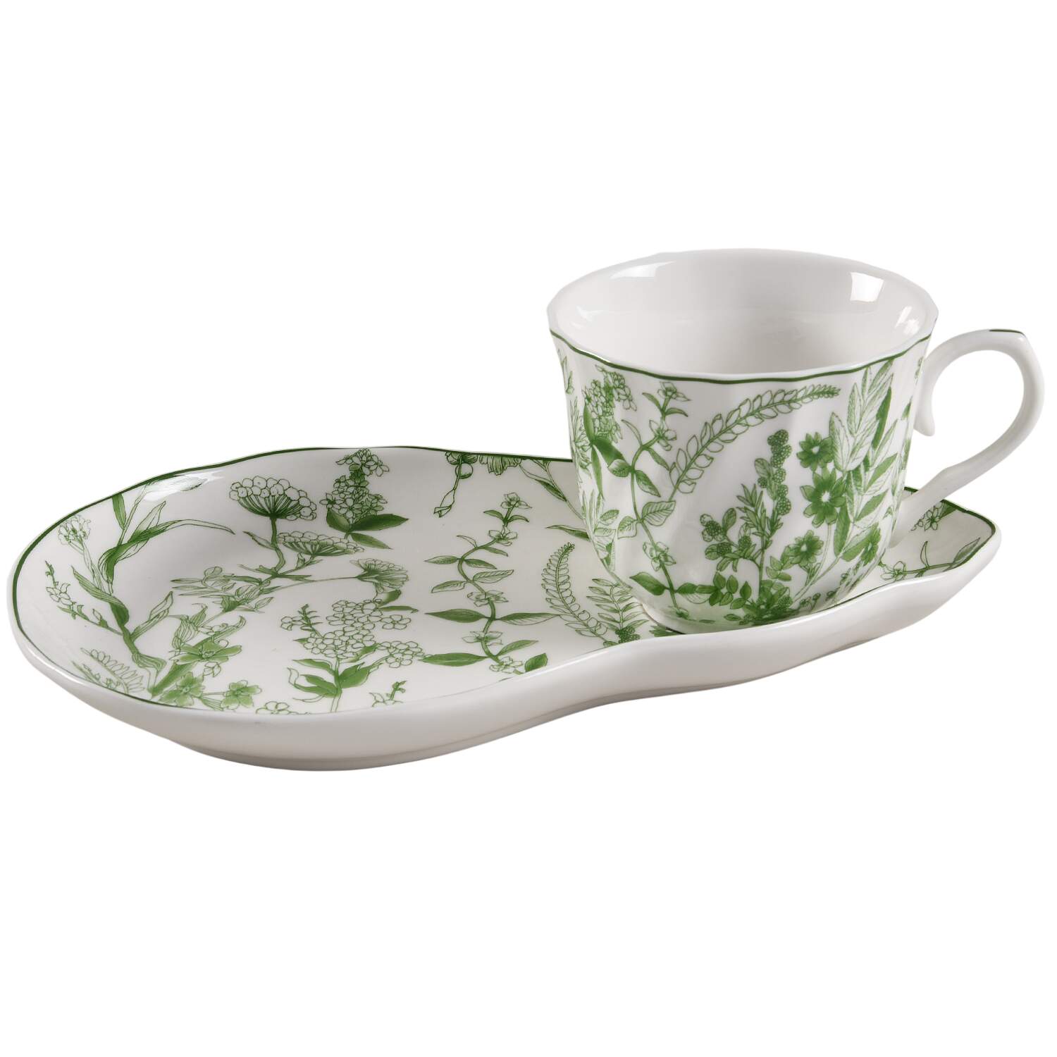 Rococo Green Forest Snack Plate & Cup Set by Grace's Teaware-1