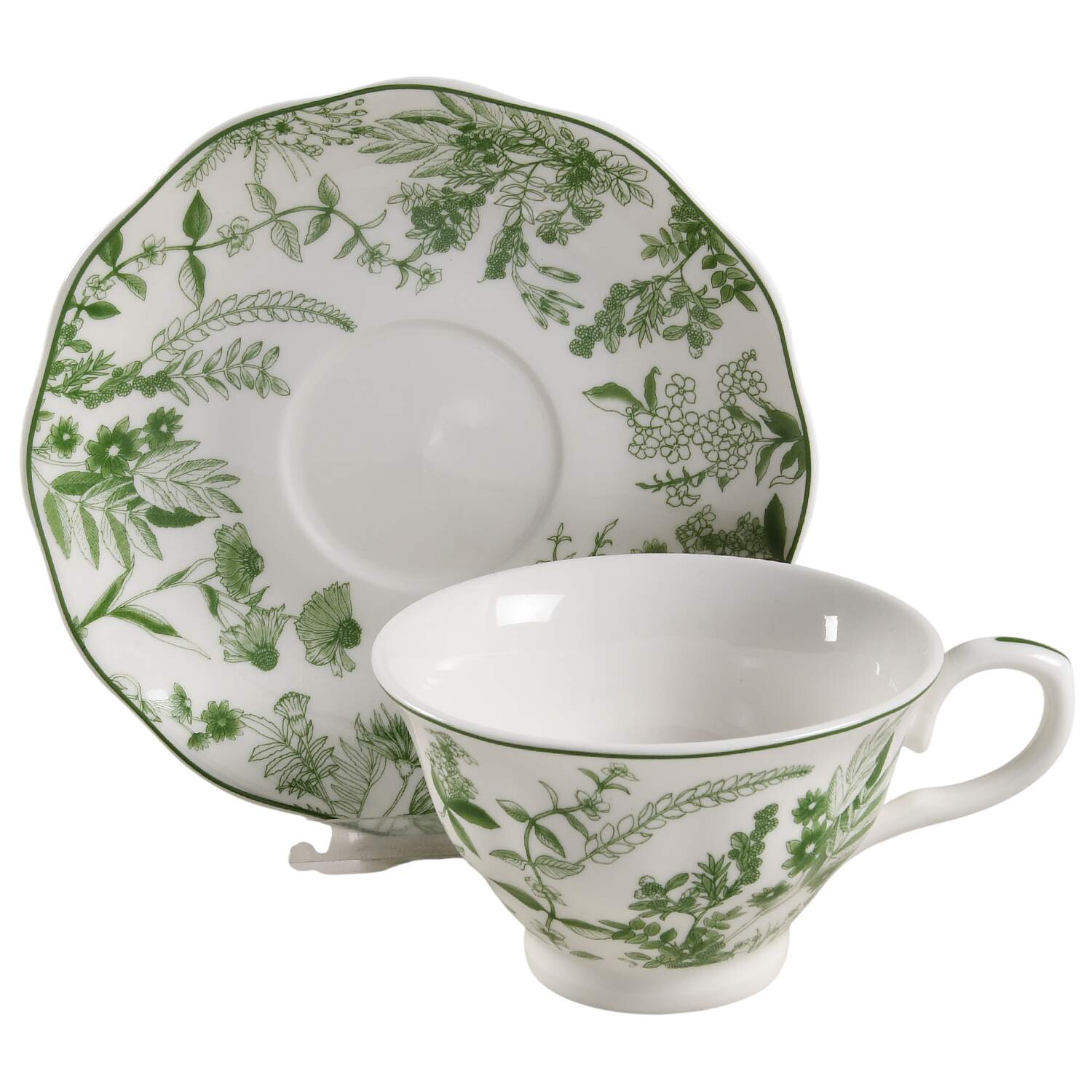 Rococo Green Forest Footed Cup & Saucer Set by Grace's Teaware-1