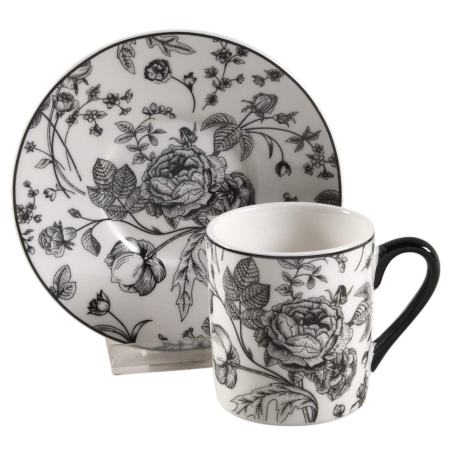 Black Dahlia Flat Demitasse Cup & Saucer Set by Grace's Teaware-1
