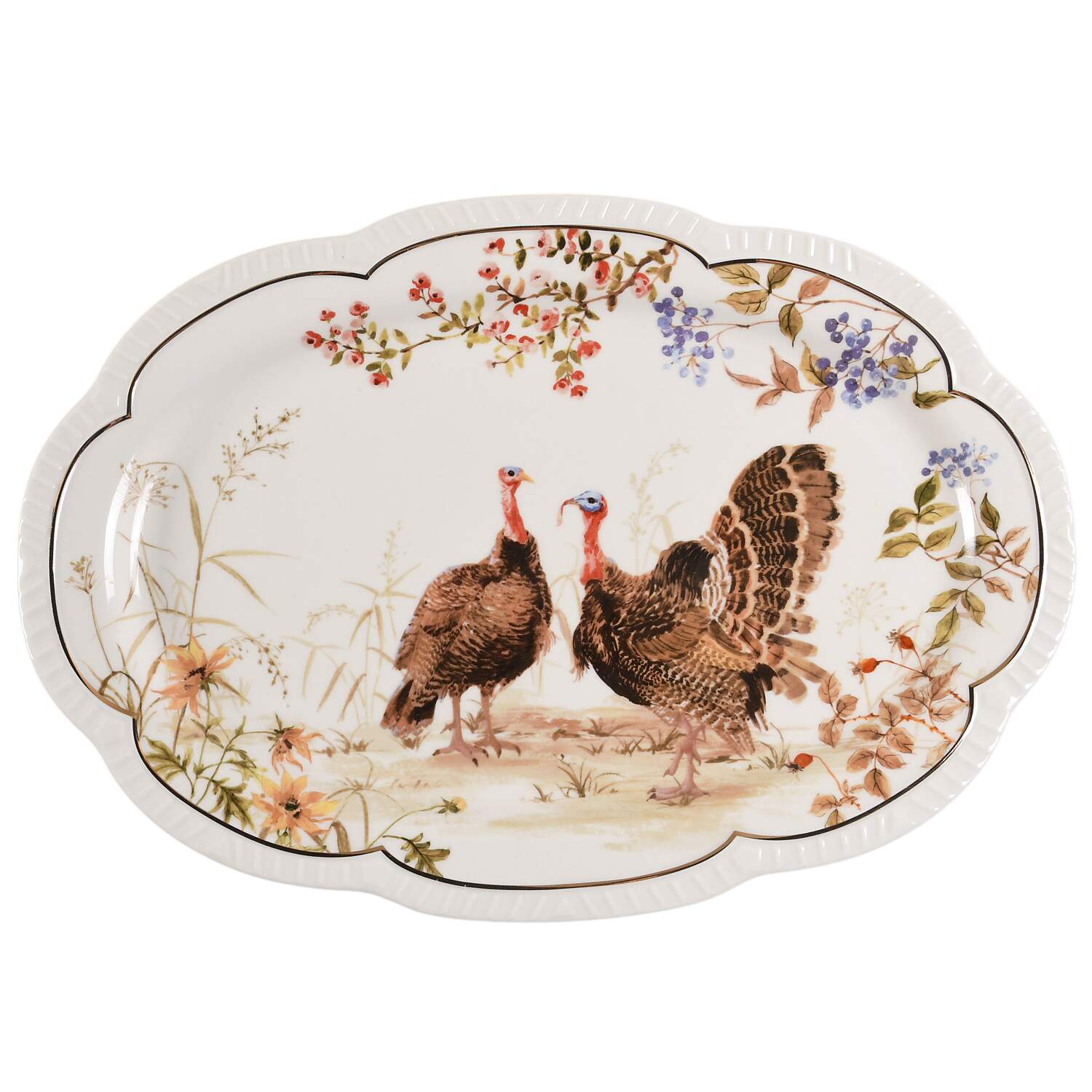 Golden Autumn 16" Oval Serving Platter by Grace's Teaware-1
