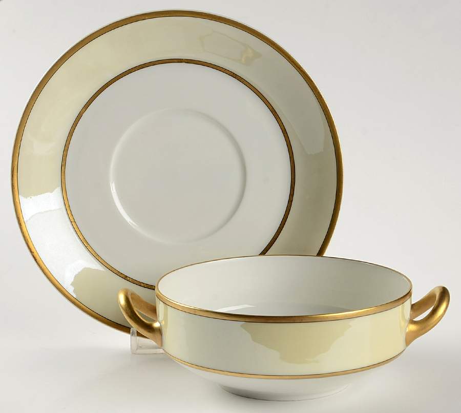 Adelphi Flat Cream Soup Bowl & Saucer Set by Haviland-1