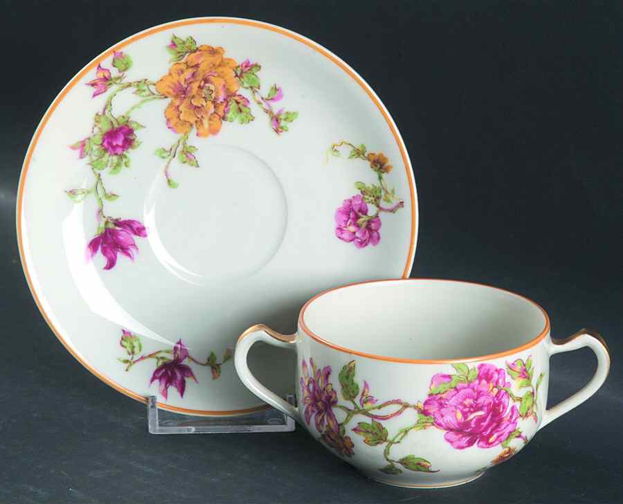Alsace Flat Bouillon Cup & Saucer by Haviland-1
