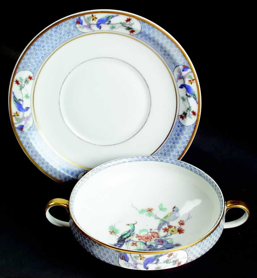 Ambazar Footed Cream Soup Bowl & Saucer Set by Haviland-1