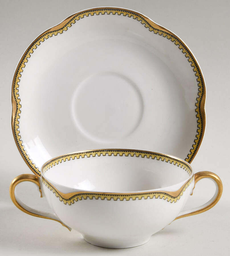 Anjou Flat Bouillon Cup & Saucer by Haviland-1