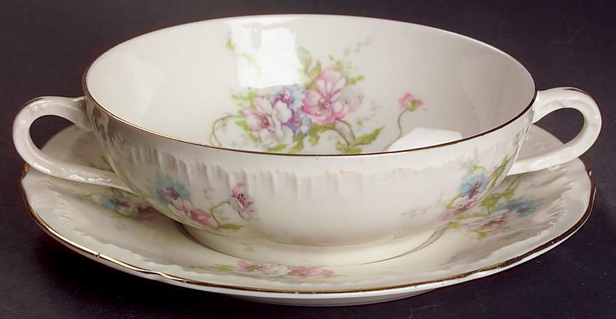 Annette Flat Cream Soup Bowl & Saucer Set by Haviland-1