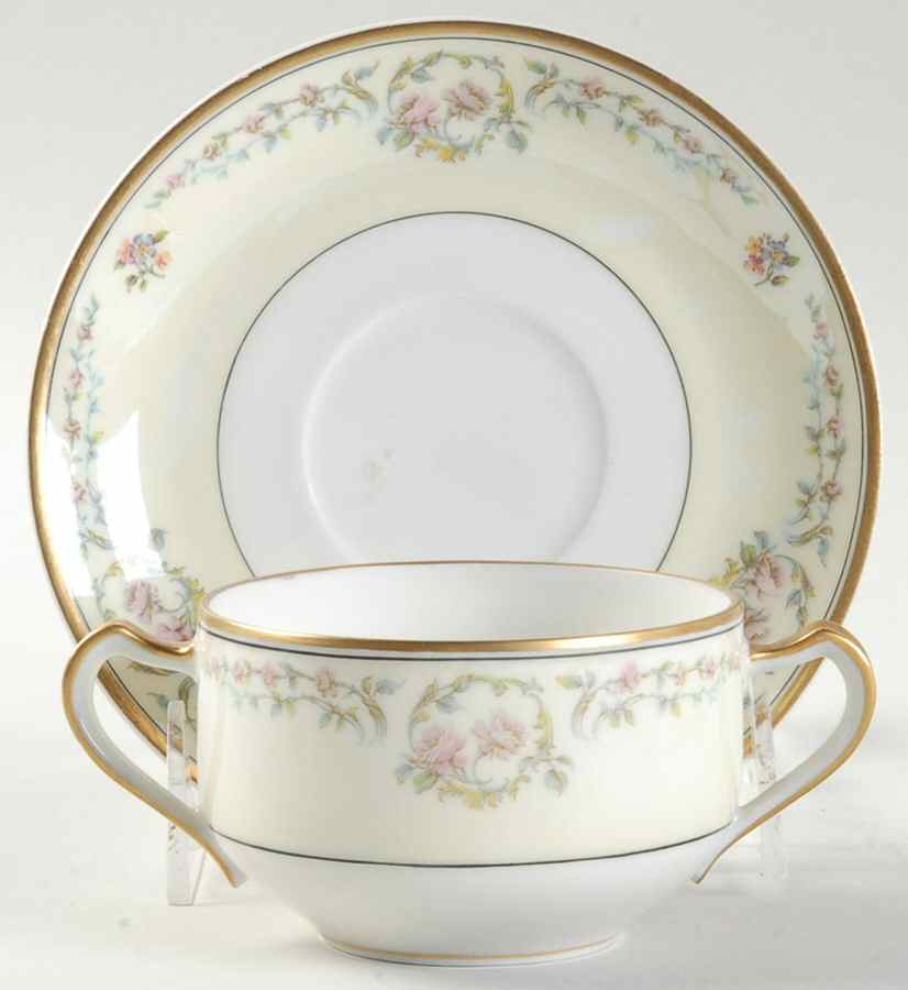 Antoinette Flat Bouillon Cup & Saucer by Haviland-1