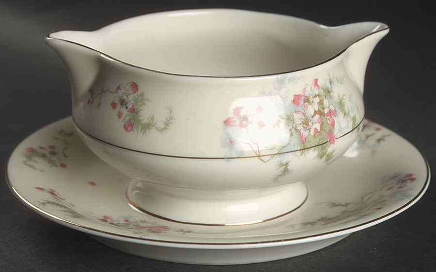Apple Blossom (New York) Round Gravy Boat/Attached Underplate by Haviland-1