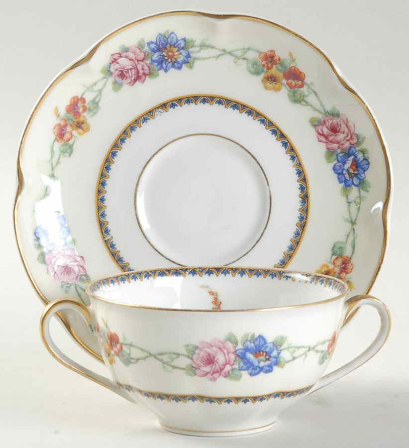 Aquitania Flat Bouillon Cup & Saucer by Haviland-1