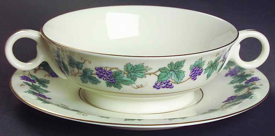 Arbor Footed Cream Soup Bowl & Saucer Set by Haviland-1