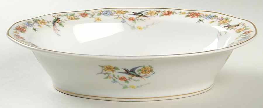 Arcadia (France With Birds) 9" Oval Vegetable Bowl by Haviland-1