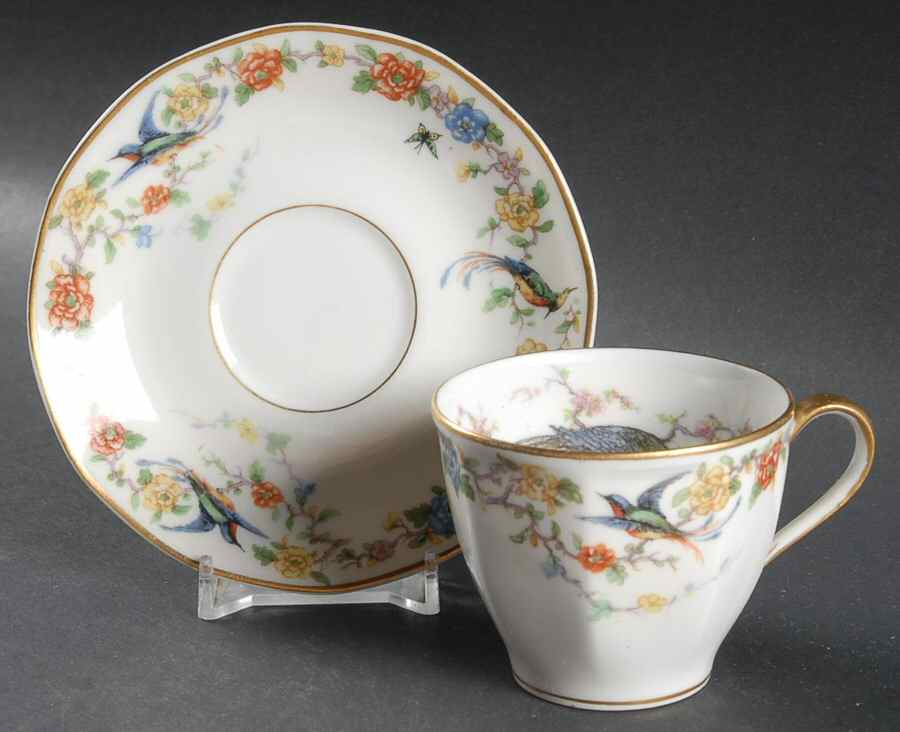 Arcadia (France With Birds) Flat Demitasse Cup & Saucer Set by Haviland-1
