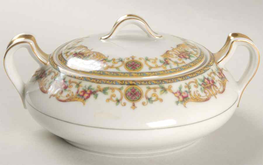 Arcadia (H and Co, No Birds) Sugar Bowl & Lid by Haviland-1
