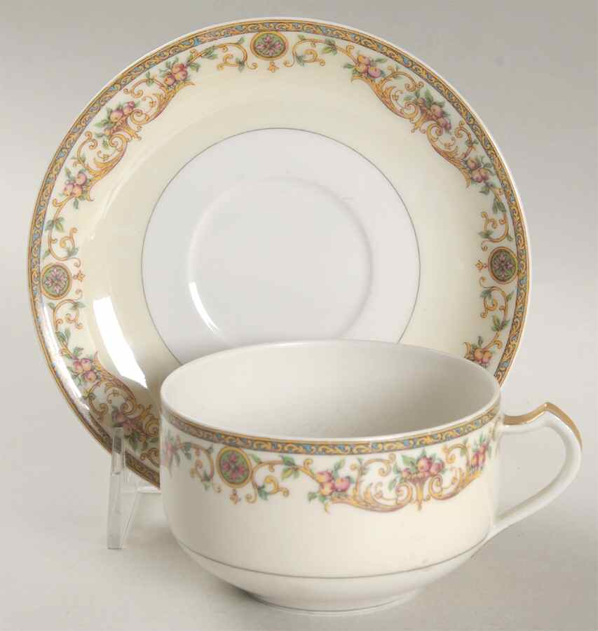 Arcadia (H and Co, No Birds) Flat Cup & Saucer Set by Haviland-1
