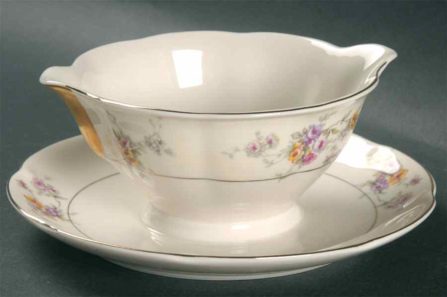 Arcadia (New York) Gravy Boat with Attached Underplate by Haviland-1