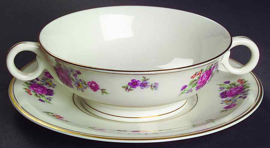 Arlington Footed Cream Soup Bowl & Saucer Set by Haviland-1