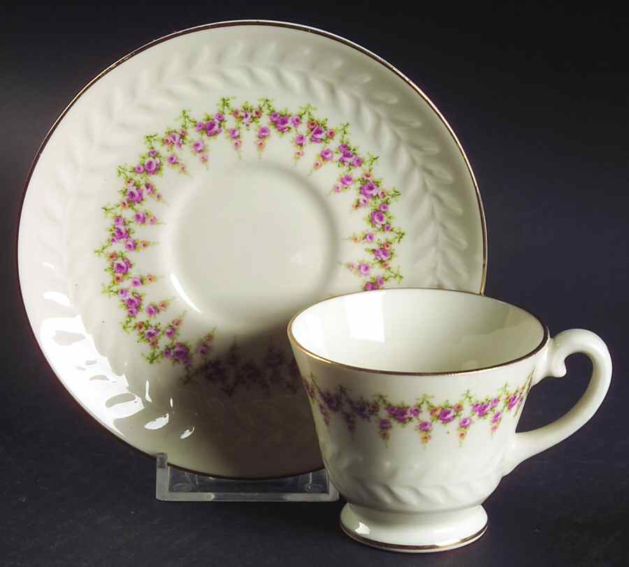 Ashley (Regent's Park Shape) Footed Demitasse Cup & Saucer Set by Haviland-1