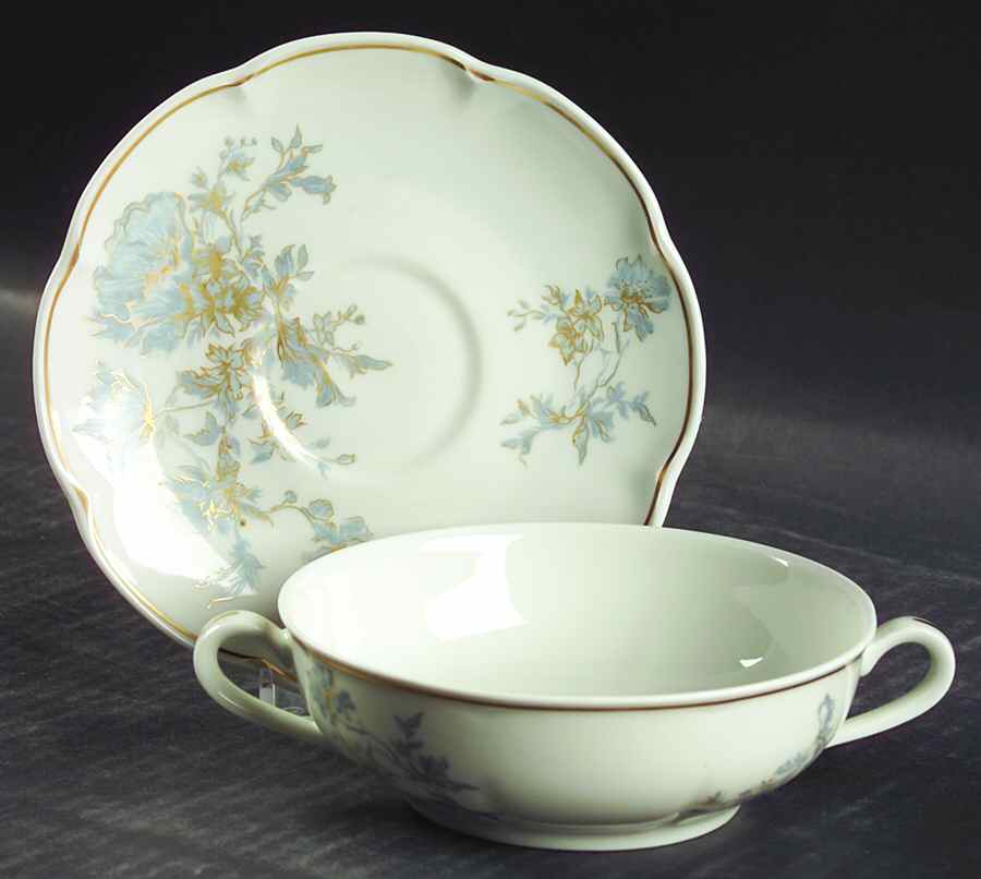 Auclair Flat Cream Soup Bowl & Saucer Set by Haviland-1