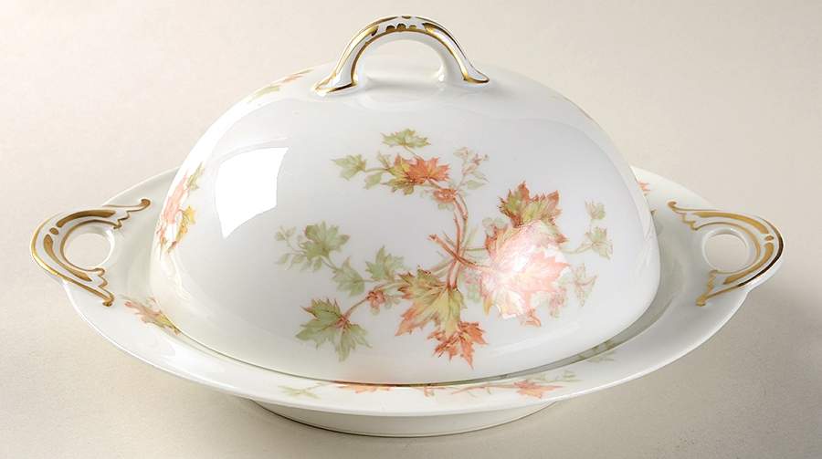 Autumn Leaf (No Trim) Round Covered Butter w/Strainer by Haviland-1