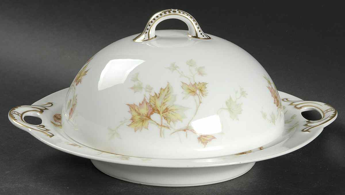 Autumn Leaf (No Trim) Round Covered Butter with Strainer by Haviland-1