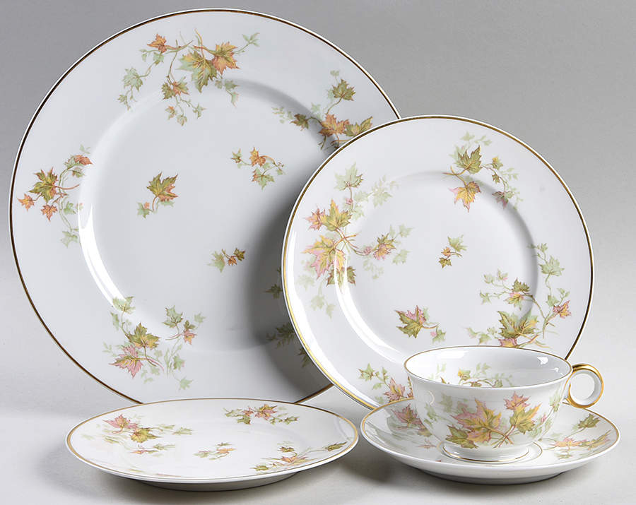 Autumn Leaf (Smooth, Gold Trim) 5 Piece Place Setting by Haviland-1