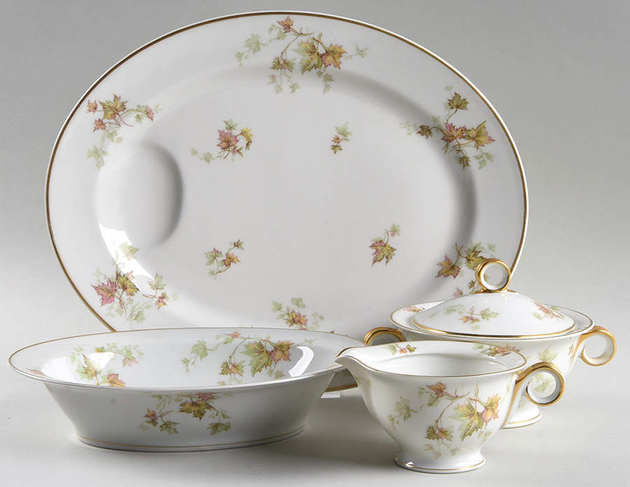 Autumn Leaf (Smooth, Gold Trim) 5 Piece Hostess Set by Haviland-1