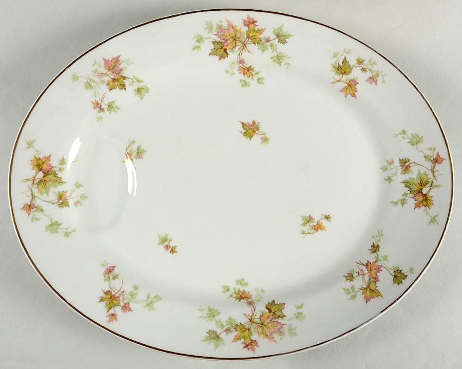 Autumn Leaf (Smooth, Gold Trim) 15" Oval Serving Platter by Haviland-1