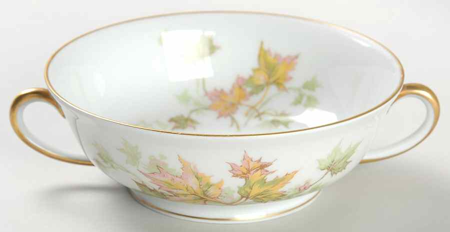 Autumn Leaf (Smooth, Gold Trim) Footed Cream Soup Bowl by Haviland-1