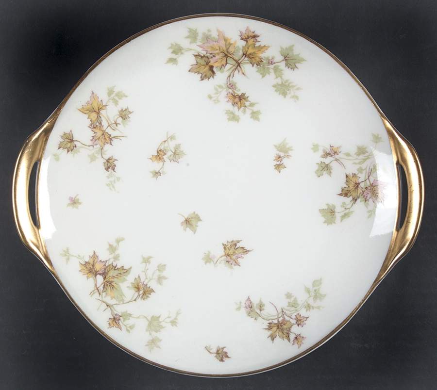Autumn Leaf (Smooth, Gold Trim) Handled Cake Plate by Haviland-1