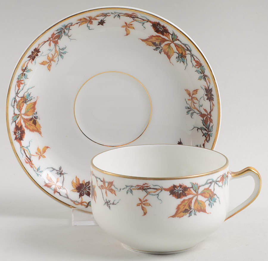 Autumn Flat Cup & Saucer Set by Haviland-1