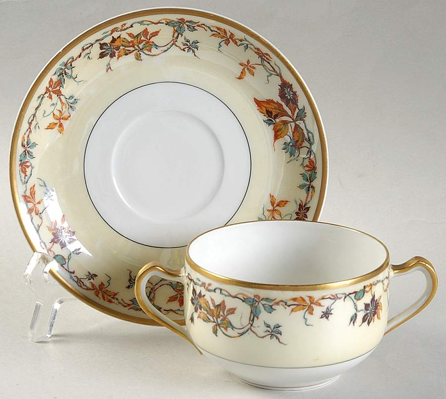 Autumn Flat Bouillon Cup & Saucer by Haviland-1