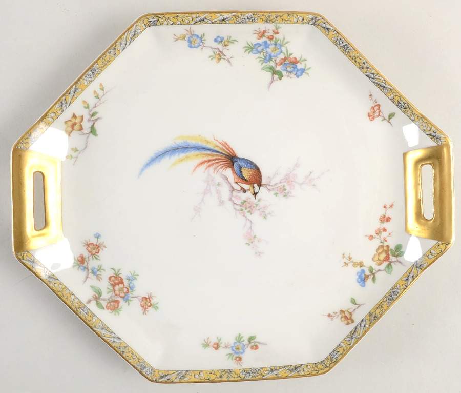 Bamboo (Bird In Center) Handled Cake Plate by Haviland-1