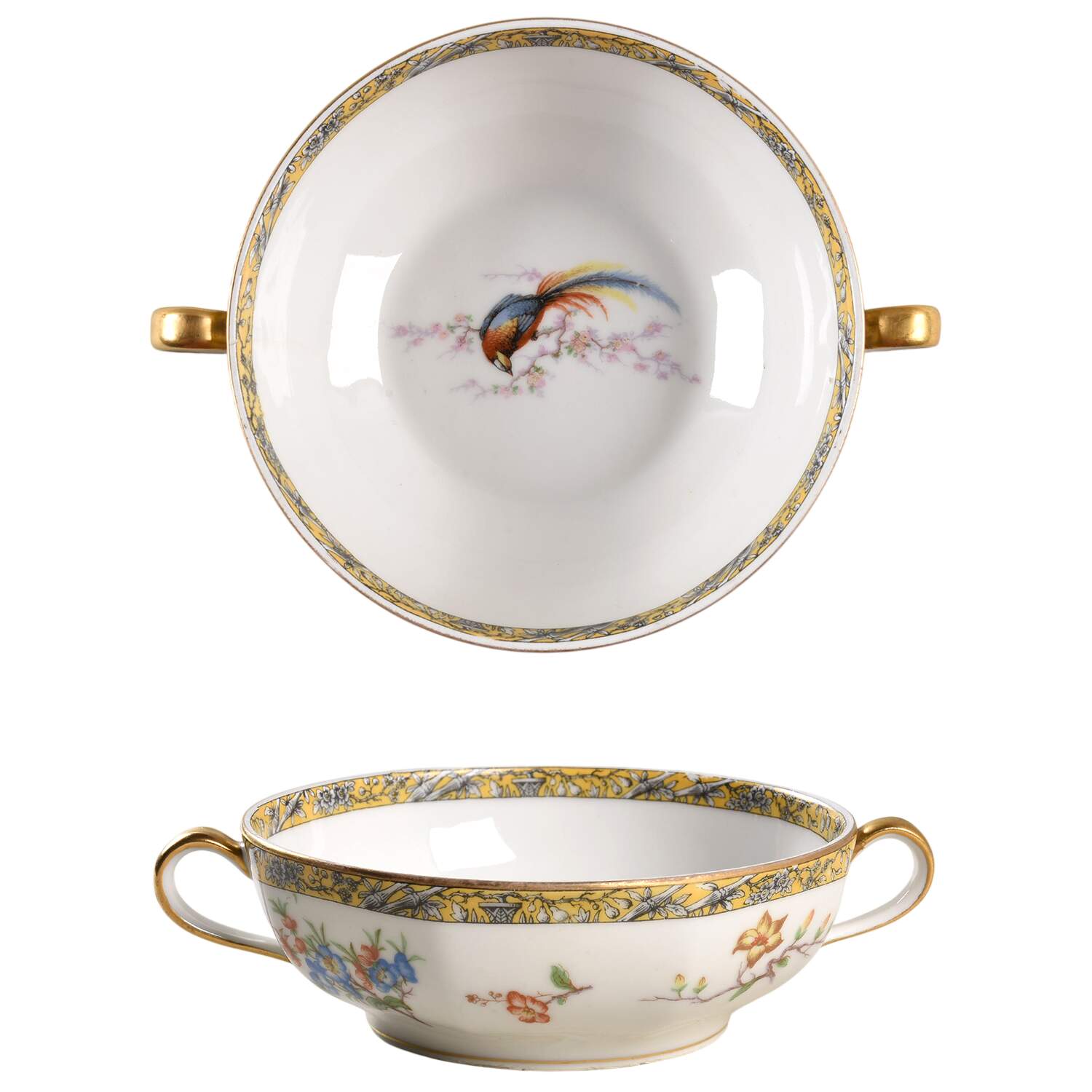 Bamboo (Bird In Center) Flat Cream Soup Bowl by Haviland-1