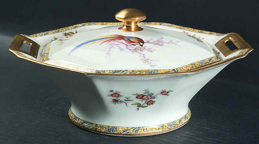 Bamboo (Bird In Center) Octagonal Covered Vegetable by Haviland-1