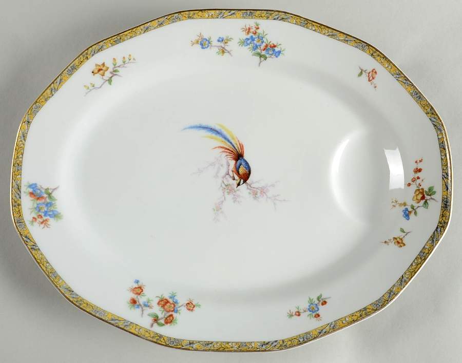 Bamboo (Bird In Center) 16" Oval Serving Platter by Haviland-1
