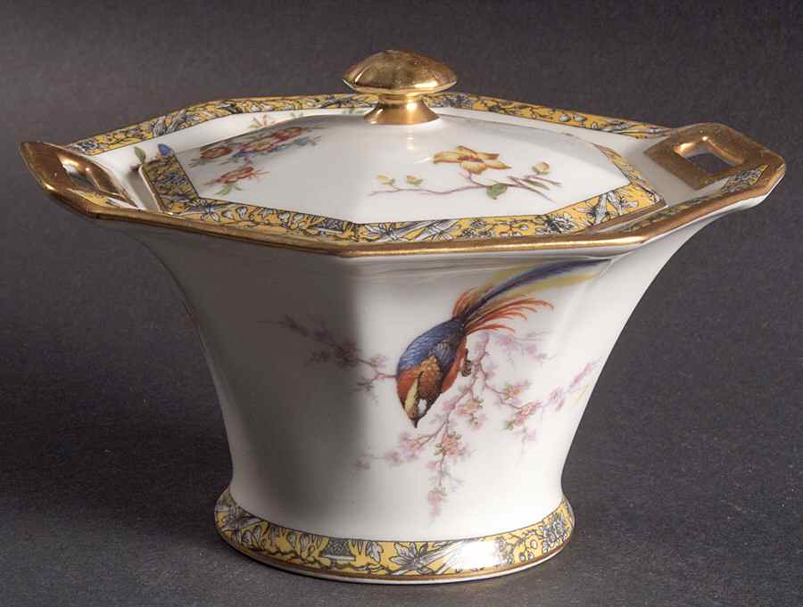 Bamboo (Bird In Center) Sugar Bowl & Lid by Haviland-1