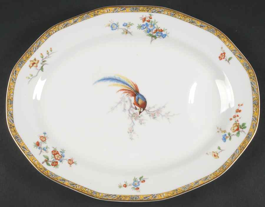 Bamboo (Bird In Center) 13" Oval Serving Platter by Haviland-1