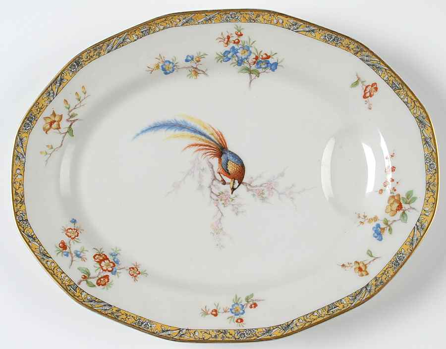 Bamboo (Bird In Center) 11" Oval Serving Platter by Haviland-1
